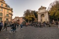 11/09/2018 - Rome, Italy: Piazza trilussa in Trastevere tourists Royalty Free Stock Photo