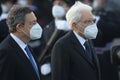 THE RE-ELECTED PRESIDENT SERGIO MATTARELLA AND MARIO DRAGHI IN PIAZZA VENEZIA AT MEMORIA Ã¢â¬ÅMILITE IGNOTO