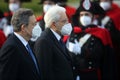 THE RE-ELECTED PRESIDENT SERGIO MATTARELLA AND MARIO DRAGHI IN PIAZZA VENEZIA AT MEMORIA Ã¢â¬ÅMILITE IGNOTO