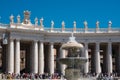 ROME, Italy- 2019: Saint Peter Square Piazza San Pietro Vatican Colonnade, Fountain and Tourists in a Queue Royalty Free Stock Photo