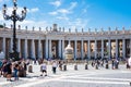 ROME, Italy- 2019: Saint Peter Square Piazza San Pietro Vatican Colonnade and Tourists on a sunny day Royalty Free Stock Photo