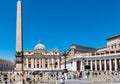 ROME, Italy-  2019: Saint Peter Square Piazza San Pietro Vatican with Obelisk and Tourists against Blue Sky Royalty Free Stock Photo