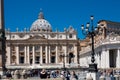 ROME, Italy- 2019: Saint Peter Square Piazza San Pietro Vatican with Tourists and Blue Sky Royalty Free Stock Photo