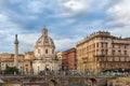 Church and Trajan column as seen from Piazza Venezia in Rome, Italy