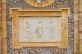 ROME, ITALY - SEPTEMBER 26, 2017: Ancient sculpture paintings on wall in Villa Doria-Pamphili in Rome, Italy Royalty Free Stock Photo