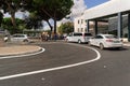 Ciampino airport terminal taxi stand with crowd.