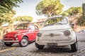 ROME, ITALY - SEPTEMBER 28, 2017: The famous vintage FIAT cars in Rome, Italy