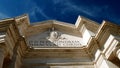 Main facade of the Basilica of the Sacred Heart Immaculate of Mary, in Piazza Euclide in Rome. with a Greek cross plan inscribed i