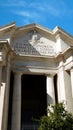 Main facade of the Basilica of the Sacred Heart Immaculate of Mary, in Piazza Euclide in Rome. with a Greek cross plan inscribed i