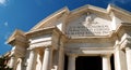 Main facade of the Basilica of the Sacred Heart Immaculate of Mary, in Piazza Euclide in Rome. with a Greek cross plan inscribed