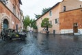 Old street in Trastevere, Rome, Italy. Trastevere is rione of Rome, on the west bank of the Tiber in Rome, Lazio, Italy.