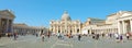 ROME, ITALY - SEPTEMBER 17, 2019: panoramic view of St Peter square with St Peter Basilica in the Vatican City, Rome Royalty Free Stock Photo