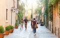 ROME, ITALY - SEPTEMBER 17, 2019: people walking in Trastevere neighborhood in Rome, Italy