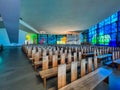 Rome, Italy, September 30, 2023: Sanctuary of Our Lady of Love in Rome, Italy. The interior of a new, large, modern church Royalty Free Stock Photo