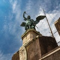 Sculpture of angel near Victor Emmanuel II National Monument in Rome, Italy. Sculpture on the Royalty Free Stock Photo