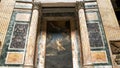 ROME, ITALY- SEPTEMBER 29, 2015: shot of a painting and columns in the pantheon Royalty Free Stock Photo