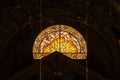 Rome, Italy - September 12, 2017: Stained glass window in Basilica of Santa Maria in Aracoeli. Royalty Free Stock Photo