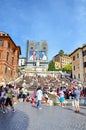 Tourists on the Spanish Steps in Rome Royalty Free Stock Photo