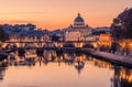 Rome, Italy: St. Peter's Basilica, Saint Angelo Bridge, Tiber River Royalty Free Stock Photo