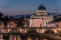 Rome, Italy: St. Peter's Basilica and Saint Angelo Bridge Royalty Free Stock Photo