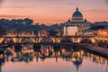 Rome, Italy: St. Peter's Basilica, Saint Angelo Bridge Royalty Free Stock Photo