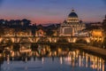 Rome, Italy: St. Peter's Basilica, Saint Angelo Bridge Royalty Free Stock Photo
