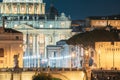 Rome, Italy. St. Peter`s Square With Papal Basilica Of St. Peter In The Vatican And Aelian Bridge In Evening Night Royalty Free Stock Photo