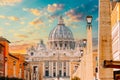 Rome, Italy. St. Peter's Square With Papal Basilica Of St. Peter In The Vatican Royalty Free Stock Photo