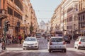 Rome, Italy - 27.10.2019: Streets of Rome, traffic, people activity