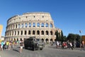 Rome, Italy summer 2016. Military car patrols outside Colosseum.