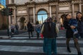 11/09/2018 - Rome, Italy: Sunday afternoon in the city center,people crossing road at piazzale flaminio. Center figure is