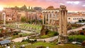 Rome Italy. Sunset in Ancient Roman Forum. Antique Royalty Free Stock Photo