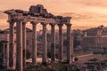 Rome, Italy:Temple of Saturn n the Roman Forum Royalty Free Stock Photo