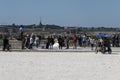 Rome, Lazio, Italy, tourists on the pincian Hill, villa Borghese with the san pietro cathedral in the background