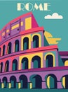 Rome, Italy Travel Poster in Bauhaus retro style.