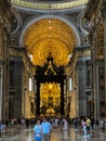 Rome, Italy, Vatican, September 24, 202: Interior of the Basilica of St. Peter in Rome, Italy, the main Catholic church in the