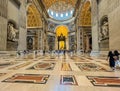 Rome, Italy, Vatican, September 24, 202: Interior of the Basilica of St. Peter in Rome, Italy, the main Catholic church in the