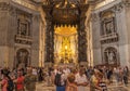 Rome, Italy, Vatican, September 24, 202: Interior of the Basilica of St. Peter in Rome, Italy, the main Catholic church in the Royalty Free Stock Photo