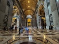 Rome, Italy, Vatican, September 24, 202: Interior of the Basilica of St. Peter in Rome, Italy, the main Catholic church in the