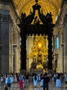 Rome, Italy, Vatican, September 24, 202: Interior of the Basilica of St. Peter in Rome, Italy, the main Catholic church in the