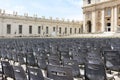Rome Italy:View of empty chairs in Saint Peter's Square in Rome Vatican Royalty Free Stock Photo