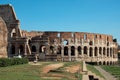 Rome, Italy, View of the ruins of the Colosseum from the side of the Roman Forum