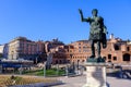 Bronze statue of Emperor Nerva on Via dei Fori Imperiali Royalty Free Stock Photo