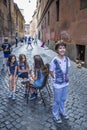 Rome - June 18, 2014: Italian children play on the streets of Rome