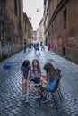 Rome - June 18, 2014: Italian children play on the streets of Rome