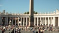 Detail of the ancient Bernini`s marble colonnade in front of the dome of San Pietro in Rome