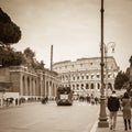 Rome, Lazio, Italy, December 2018: The Colosseum or Coliseum, also known as the Flavian Amphitheatre, is an oval amphitheatre, Royalty Free Stock Photo