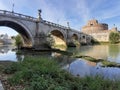 Roma - Ponte Sant`Angelo dalla riva del Tevere