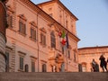 Quirinal Palace. Residence of the President of the Italian Republic. Facade with pink sunset light