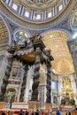 Rome Lazio Italy. Saint Peter\'s Basilica in Saint Peter\'s Square. The altar with Bernini\'s baldacchino